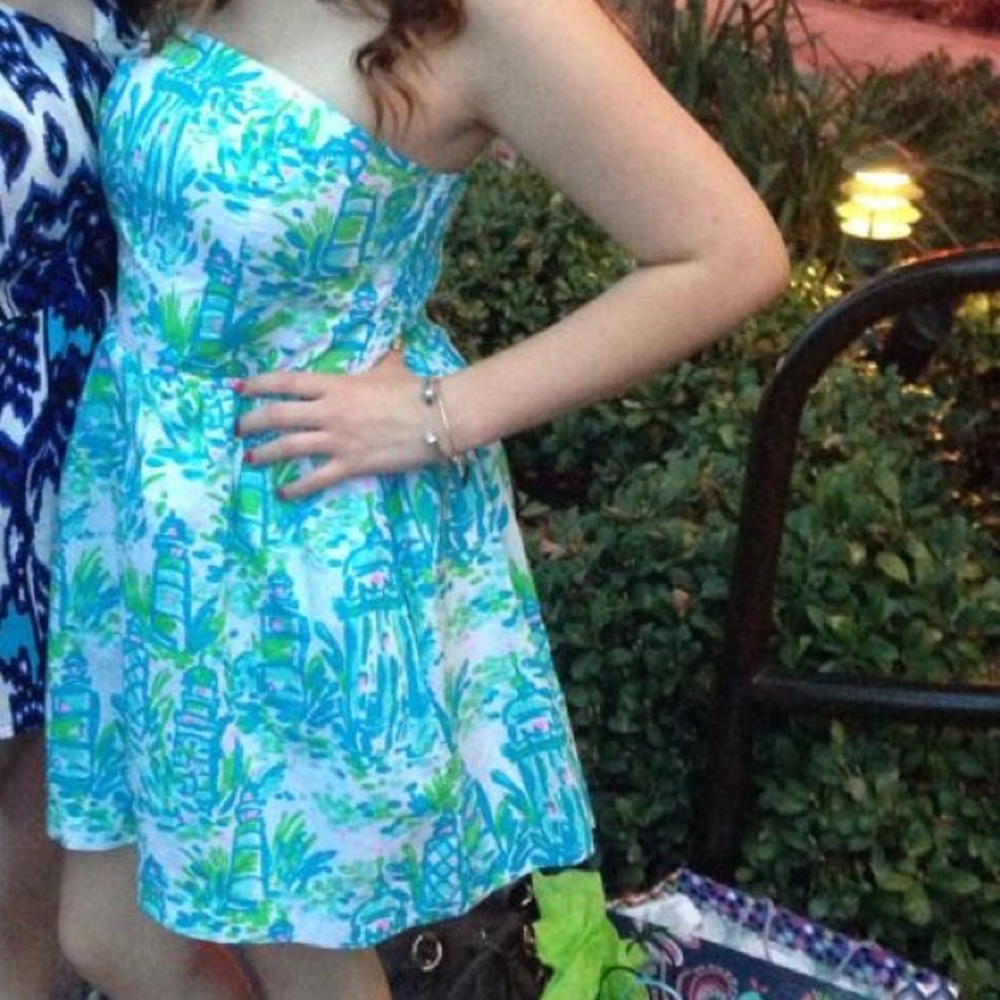 Strapless Lilly Pulitzer Lighthouse Print Dress - Picture 7 of 7